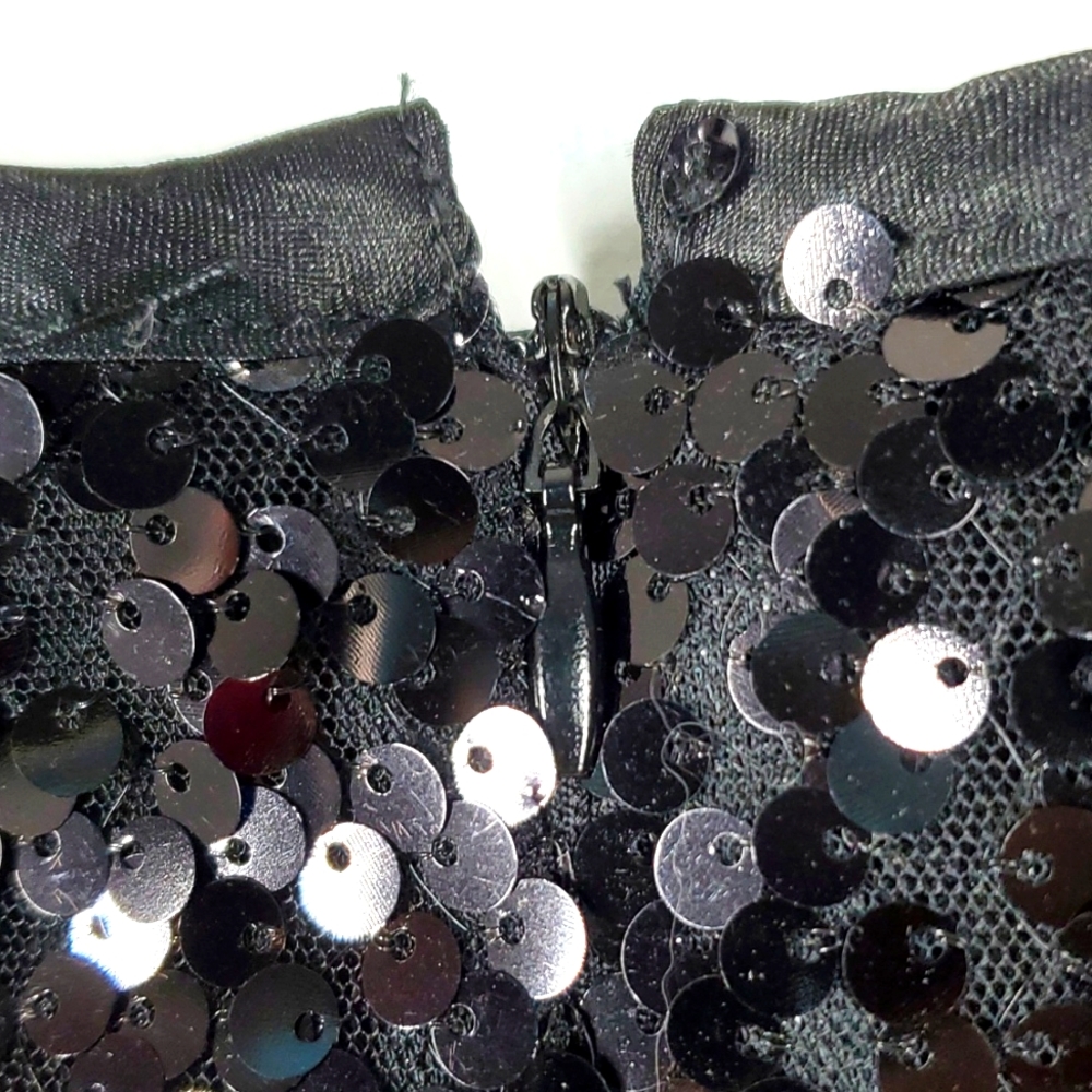 CARMEN Carmen Marc Valvo Black Sequin MIDI Skirt 4 NWOT - Picture 4 of 10
